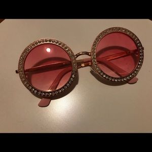 Round Rhinestone Sunglasses Fashion Festival